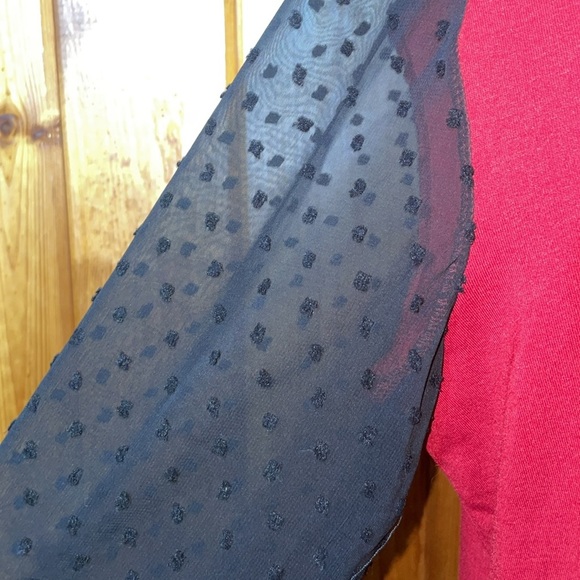 SHEIN top wine color light weight sheer top long sleeve size medium causal top - Picture 2 of 4